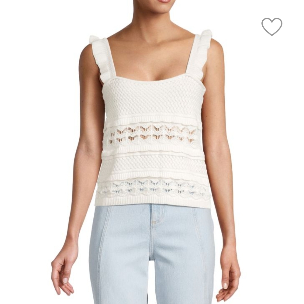 Knit Tank‎ Top White Medium Summer Fall Spring